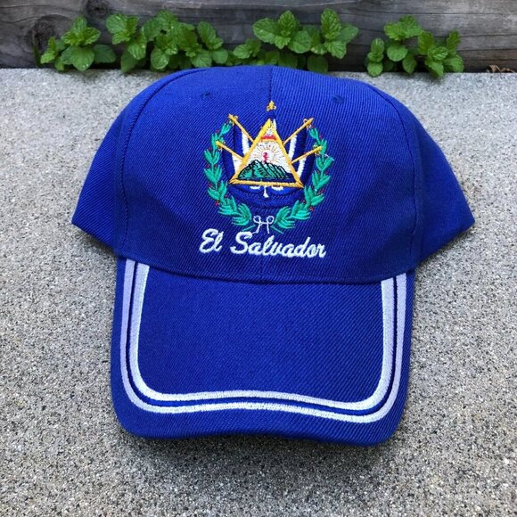 NEW SPORTS CAP El Salvador Wool Blend Hat Men's Blue Adjustable Cap Emrboidered​ - Picture 1 of 4